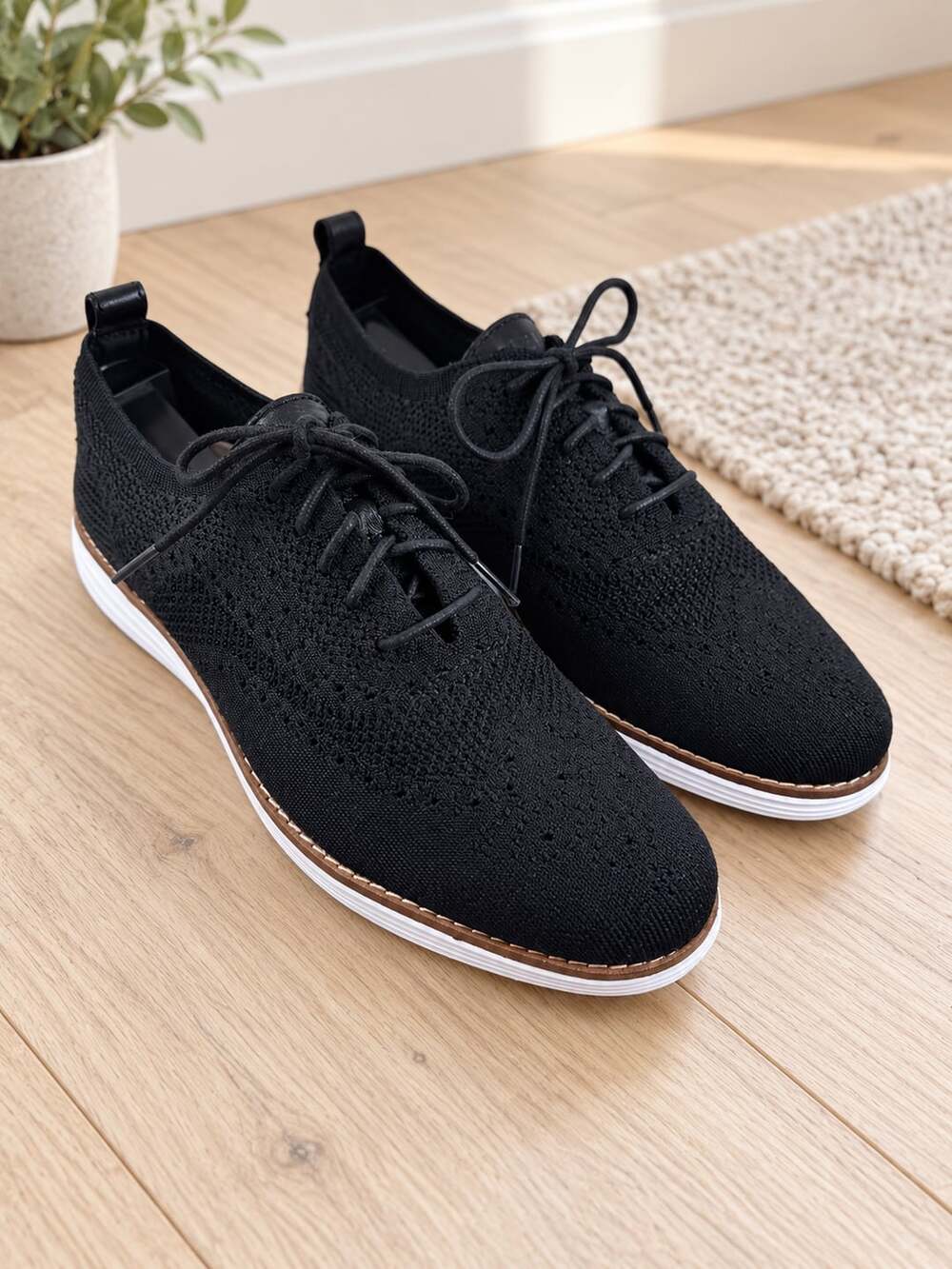 Cole Haan OriginalGrand Stitchlite Wingtip Oxford Women 9B Black Knit W14307